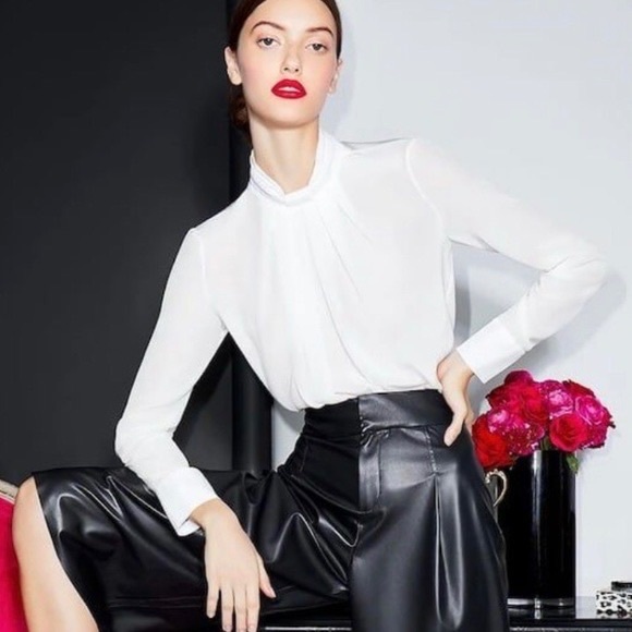 Alice + Olivia Tops - Alice + Olivia Boe Mockneck Silk Blouse